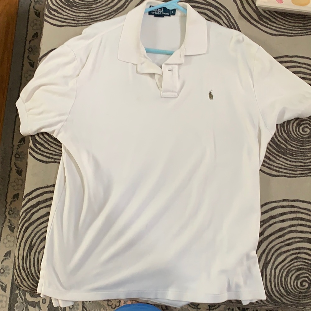 Polo by Ralph Lauren shirt. Large white with dark green horse.